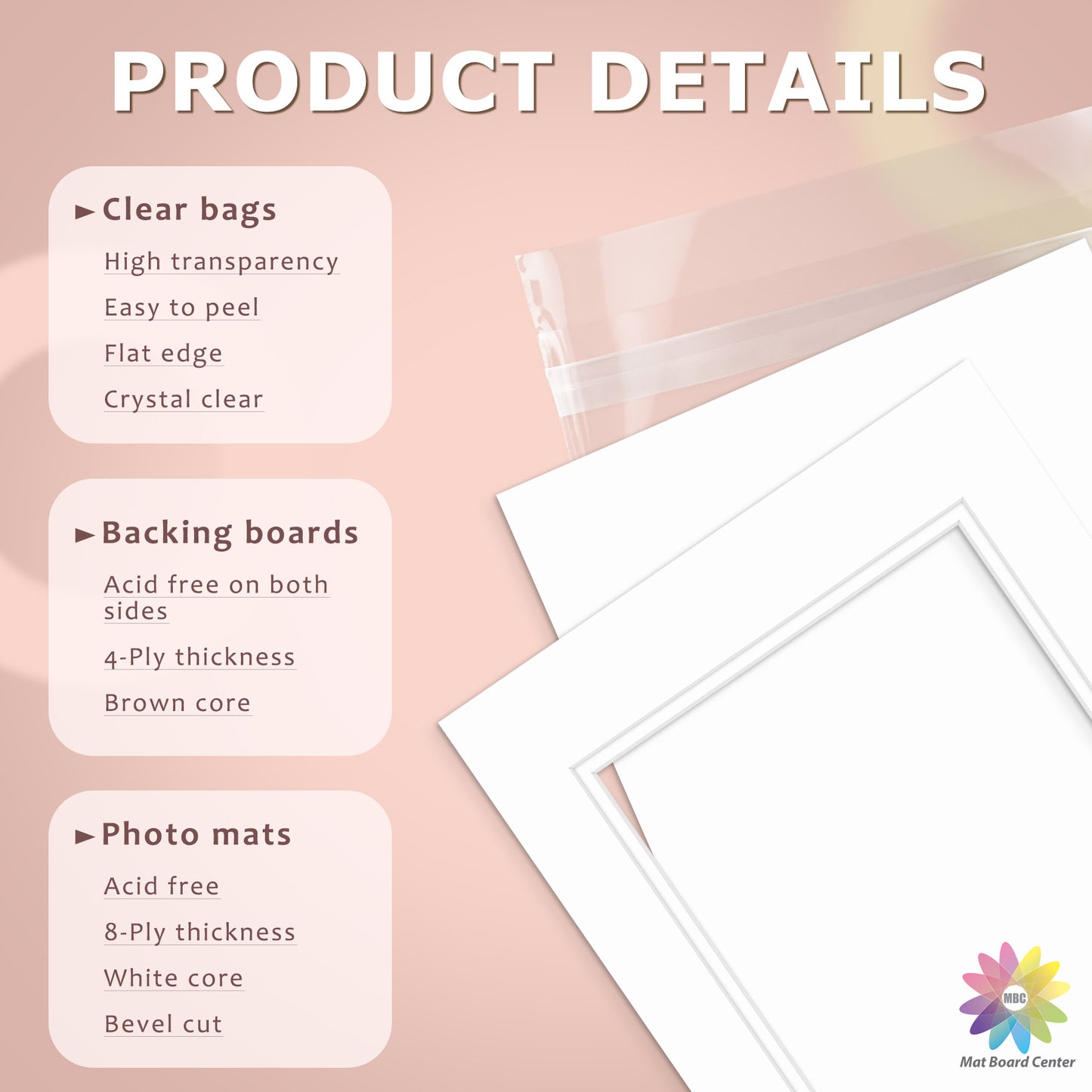25 Pack 11x14 Double Mat For 8x10 Photos + Backing + Bag