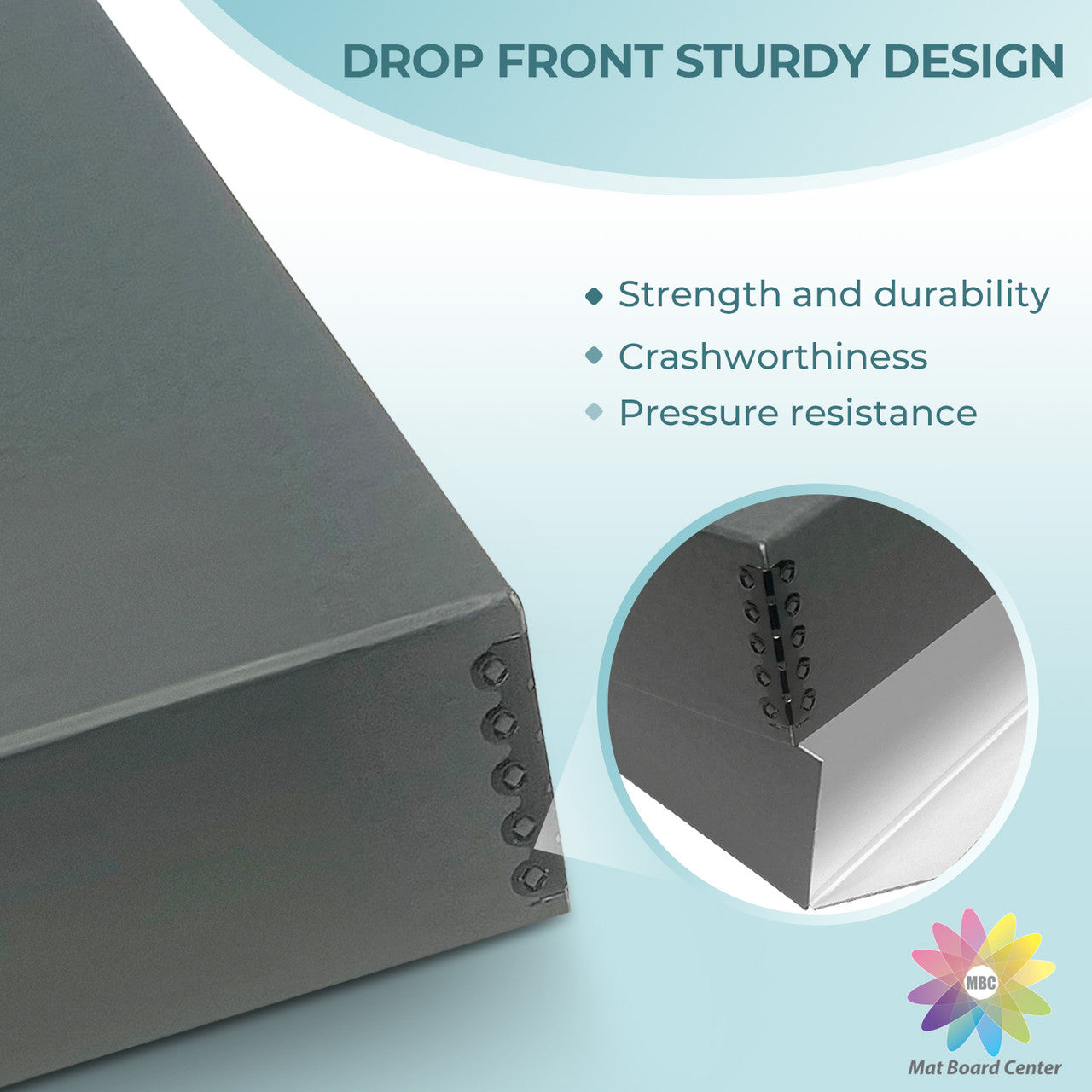 Lineco Gray Museum Storage Box 3 Inches with Drop Front Design