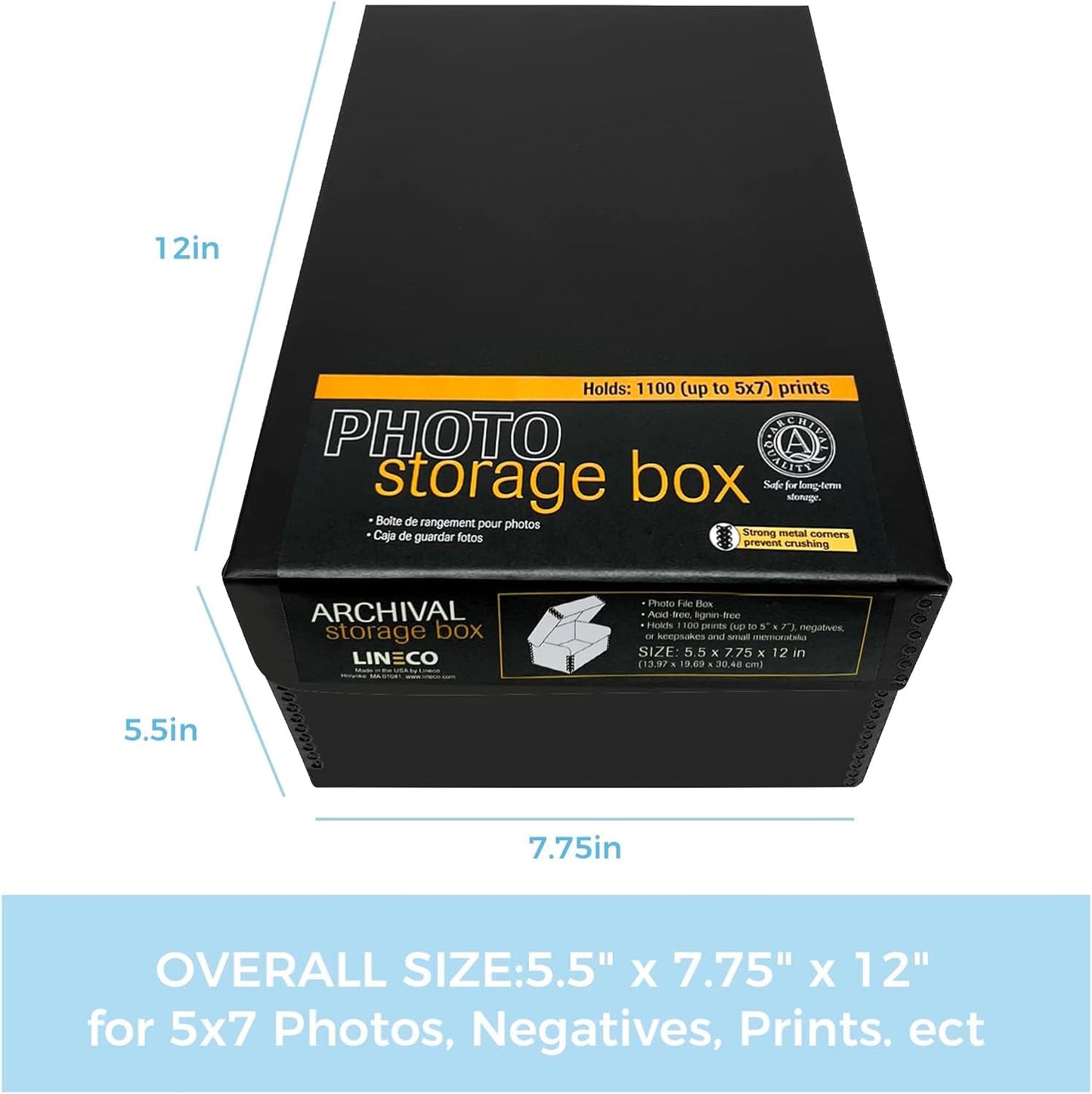 5.5 x 7.75 x 12 Inches Storage Box with Clamshell Design Black