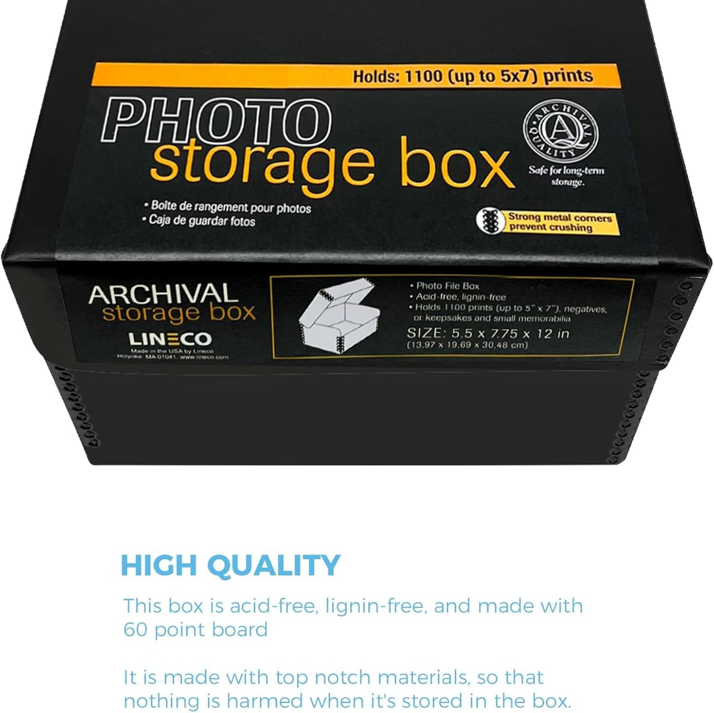 5.5 x 7.75 x 12 Inches Storage Box with Clamshell Design Black