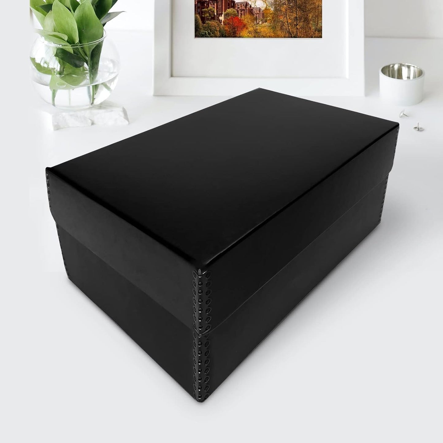 5.5 x 7.75 x 12 Inches Storage Box with Clamshell Design Black