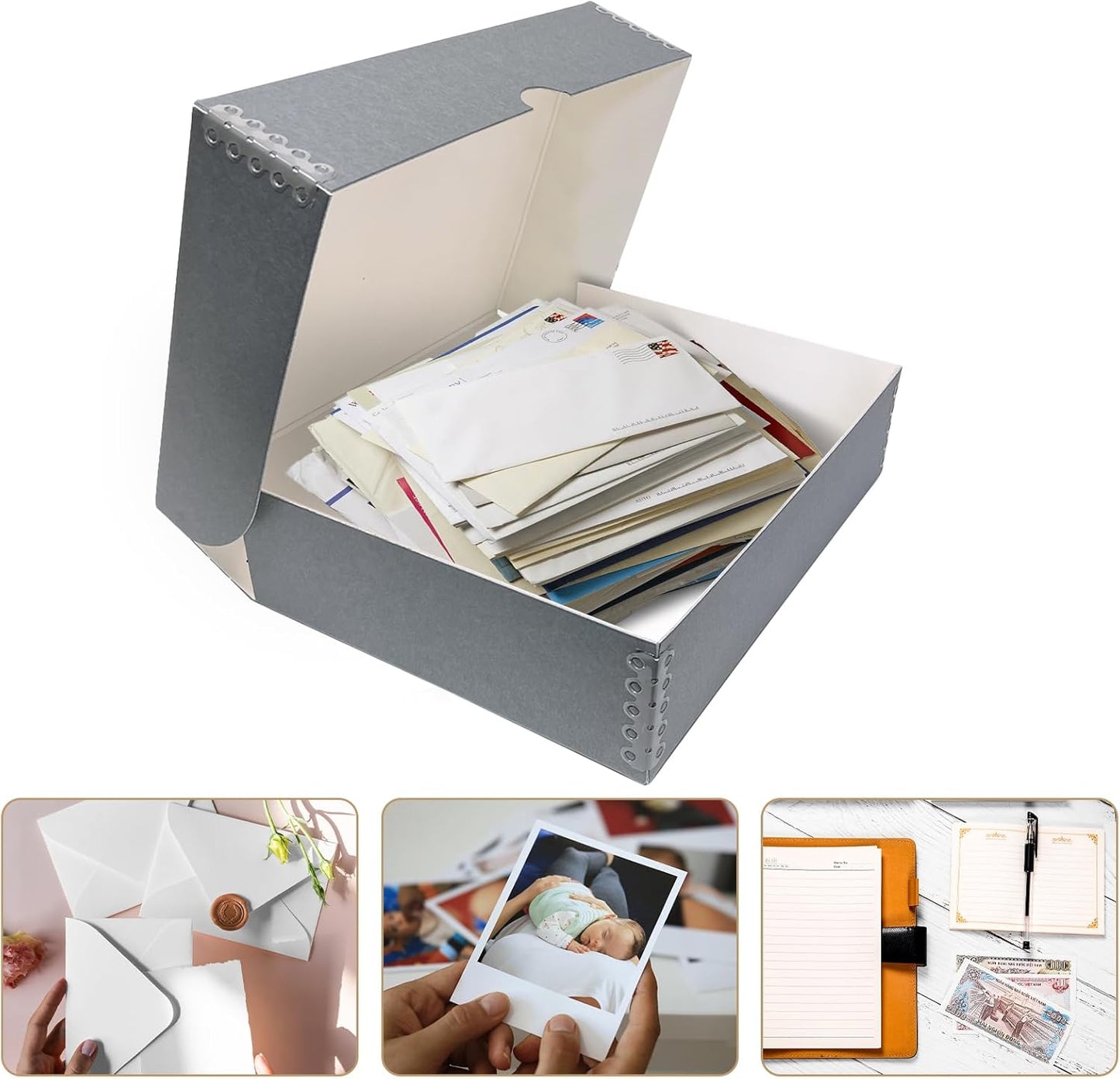 Clamshell Archival Folio Storage Box, Gray, 3 Inches Deep