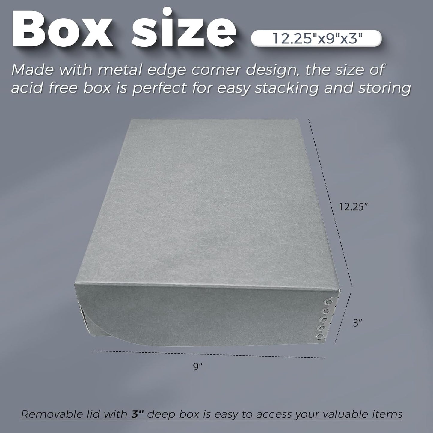 Clamshell Archival Folio Storage Box, Gray, 3 Inches Deep