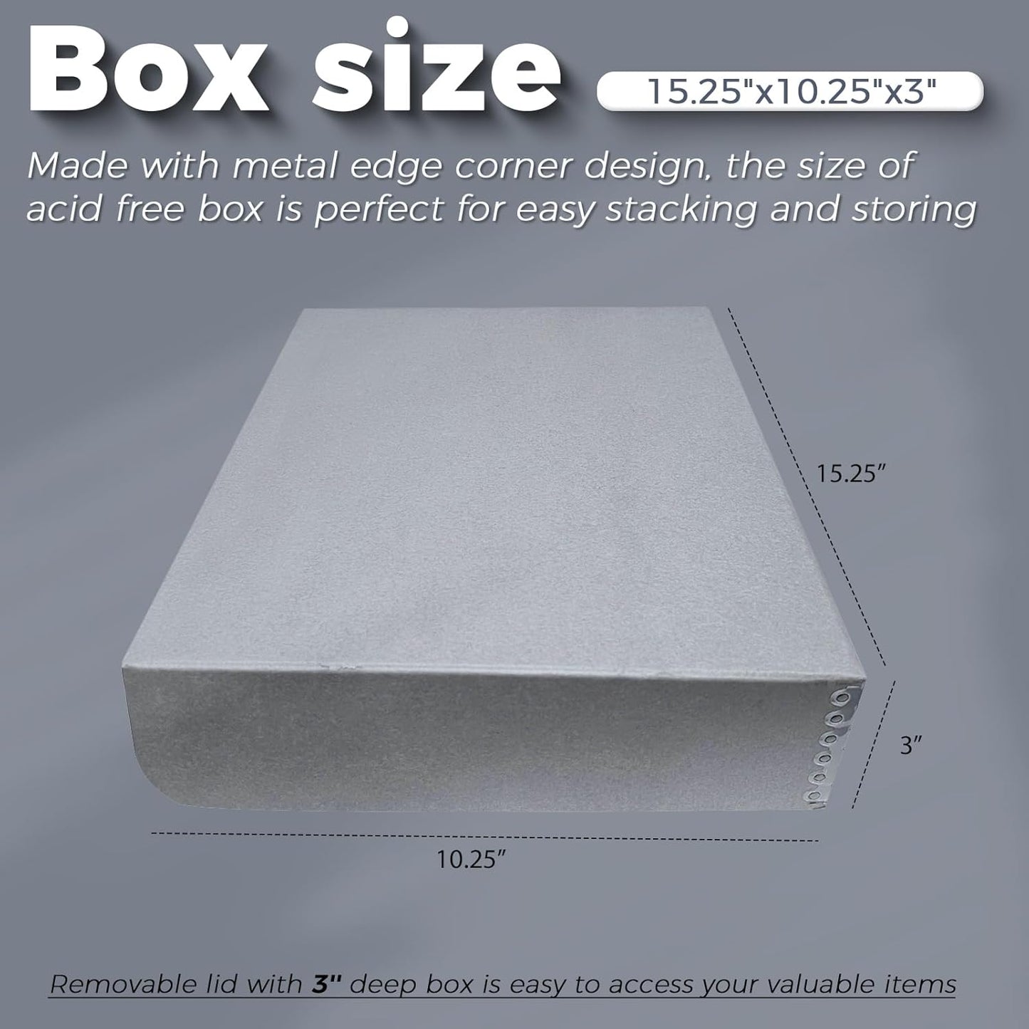 Clamshell Archival Folio Storage Box, Gray, 3 Inches Deep 10X15