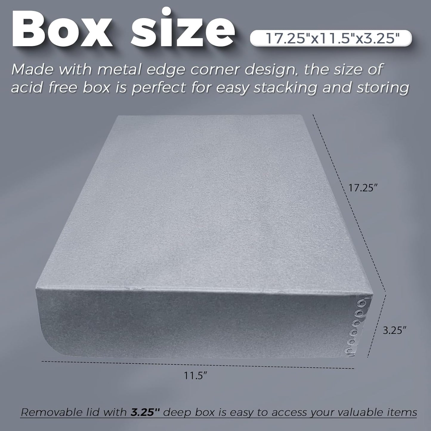 Clamshell Archival Folio Storage Box, Gray, 3 Inches Deep 11X17