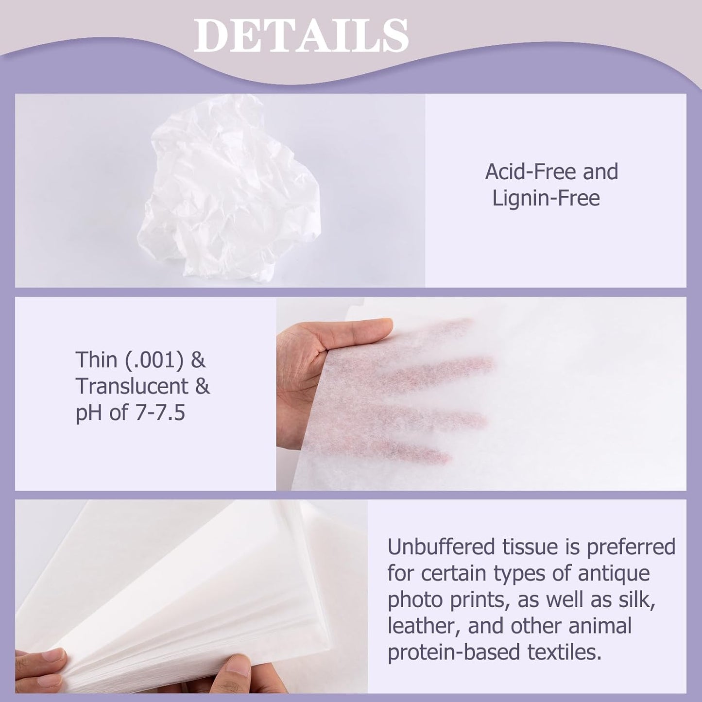 Lineco 30x40 inches Unbuffered Interleaving Acid-Free Tissue Paper for Storage (12 Pack)