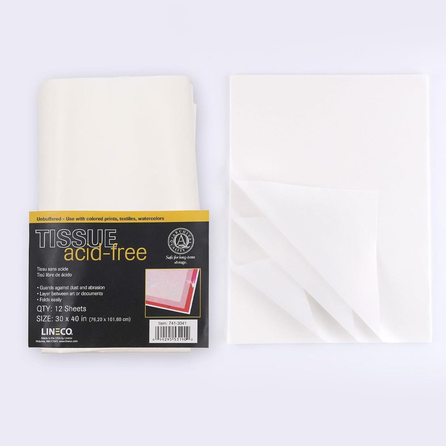 Lineco 30x40 inches Unbuffered Interleaving Acid-Free Tissue Paper for Storage (12 Pack)