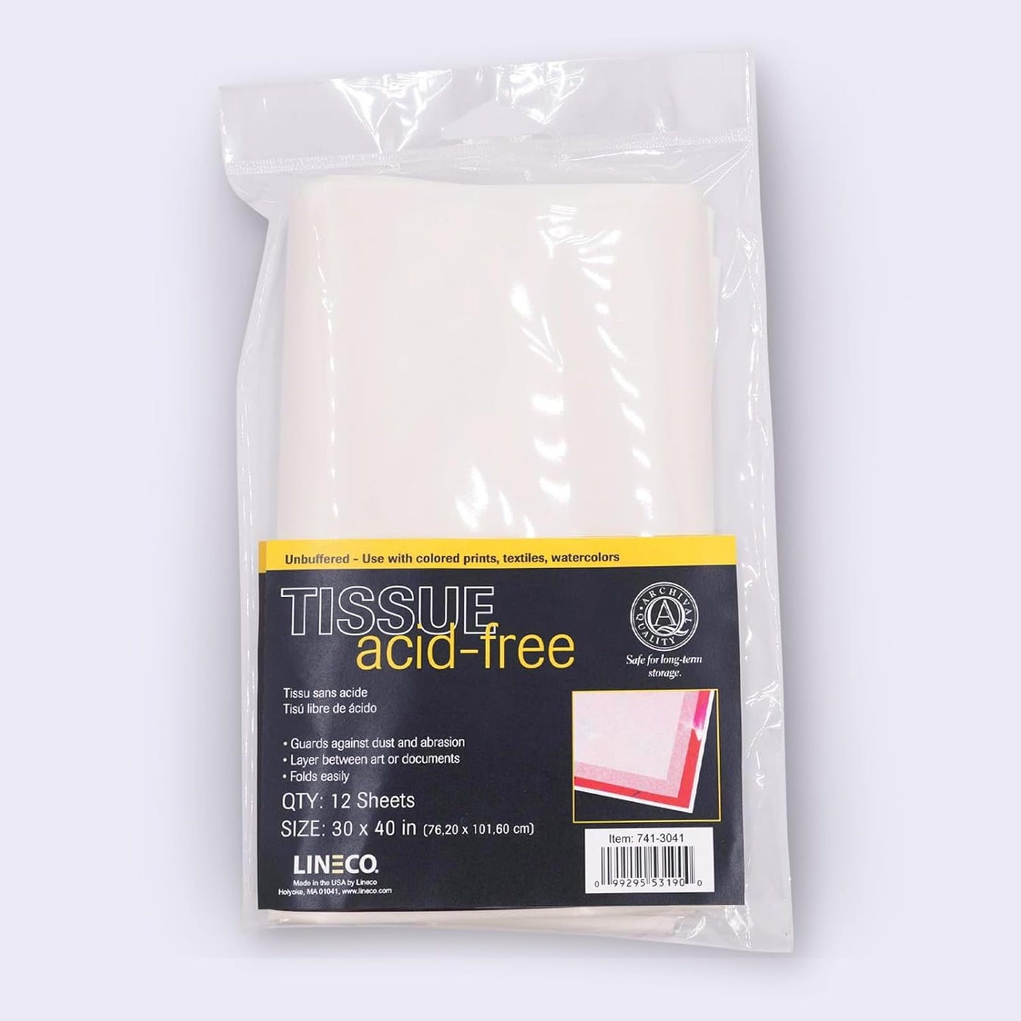 Lineco 30x40 inches Unbuffered Interleaving Acid-Free Tissue Paper for Storage (12 Pack)