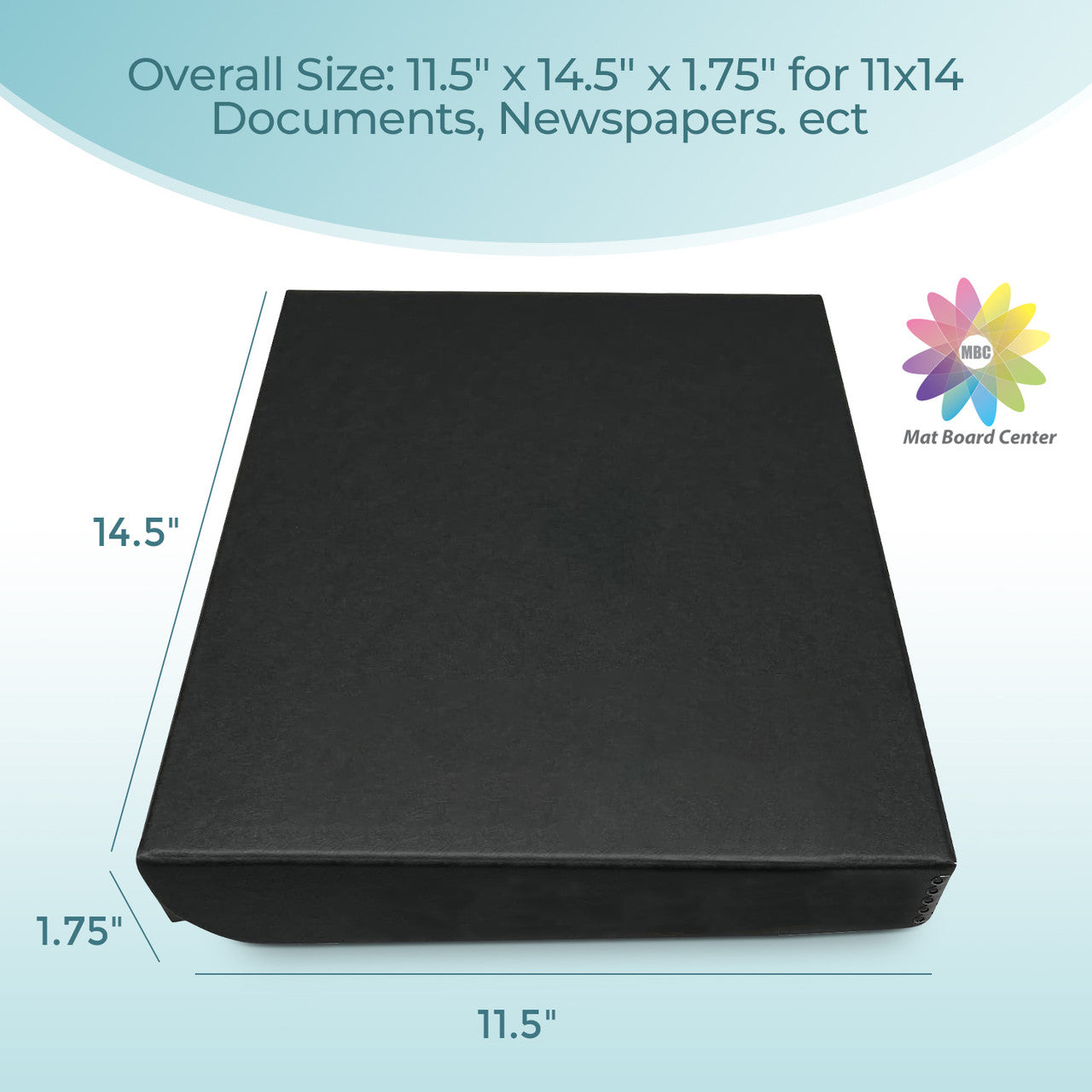 Lineco Black Clamshell Archival Folio Storage Box 1.75 inches Depth 11x14