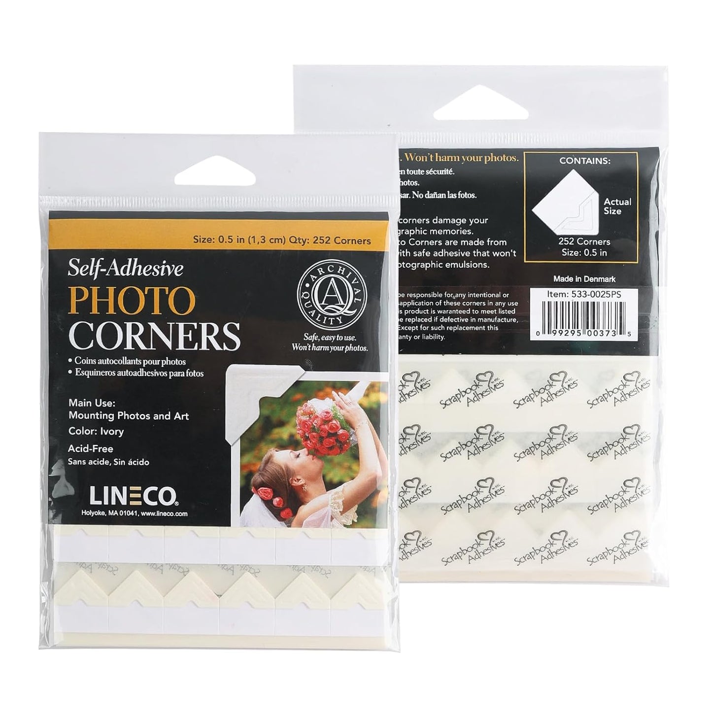 Lineco,Self-Adhesive Photo Corners,Package of 252 Ivory