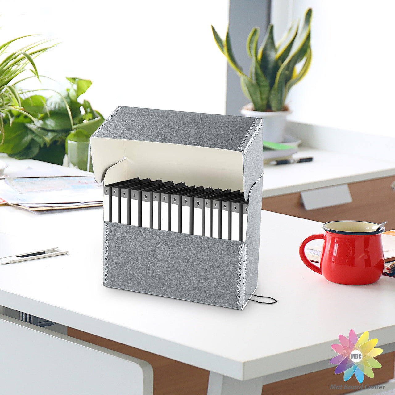 Lineco Letter Wide Blue/Gray Archival Document Storage Cases Acid Free File Organizer