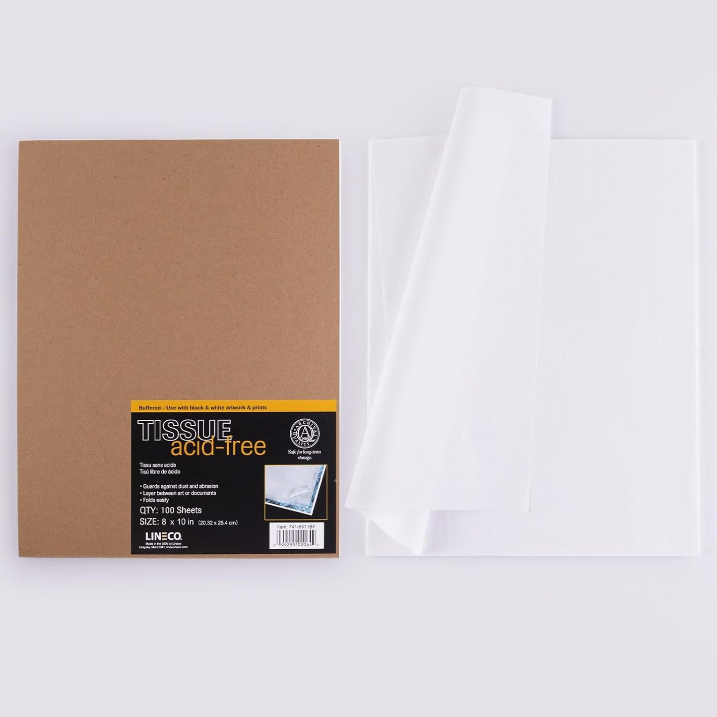 Lineco Buffered Acid-Free Interleaving Tissue Paper, 10#, 16 gsm, Packages of 100 Sheets