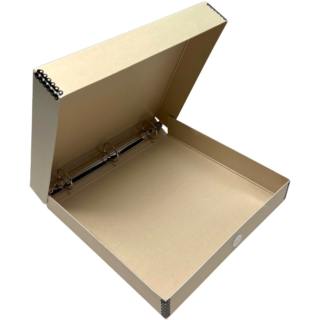 Lineco Clamshell Folio Storage Box with 3-Ring 12.75" x 11.5" x 2" Tan
