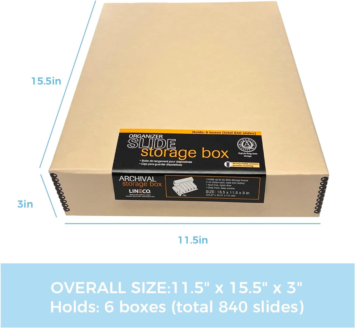 Lineco 15.5 x 11.5 x 3 Inches Archival Slide Storage Case
