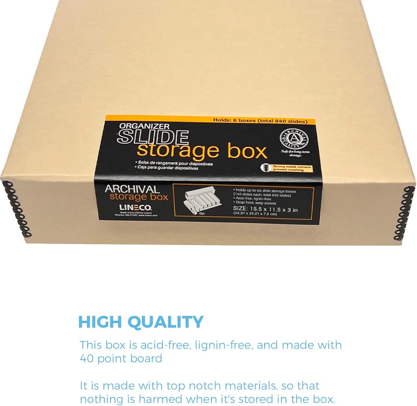 Lineco 15.5 x 11.5 x 3 Inches Archival Slide Storage Case