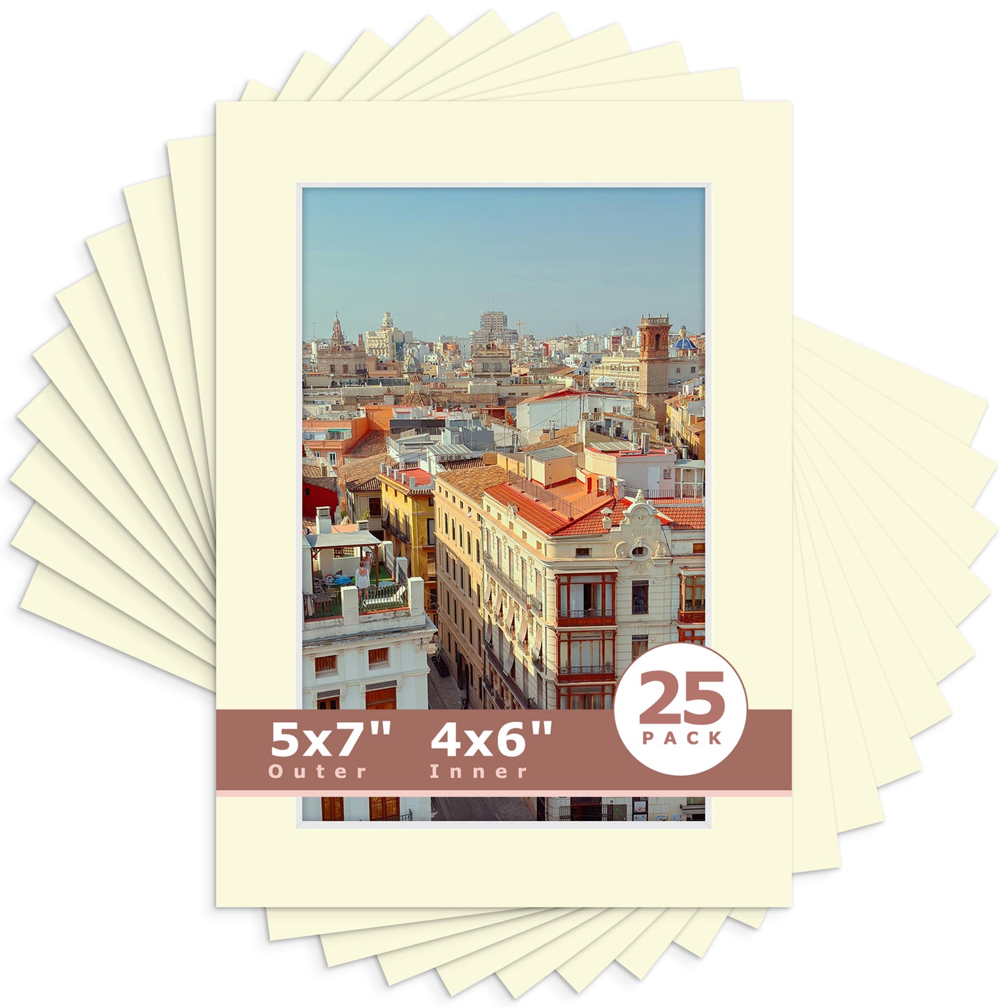 5x7 Economy Pre-Cut Mat For 4x6 Picture-Pack of 25 N105 Ivory