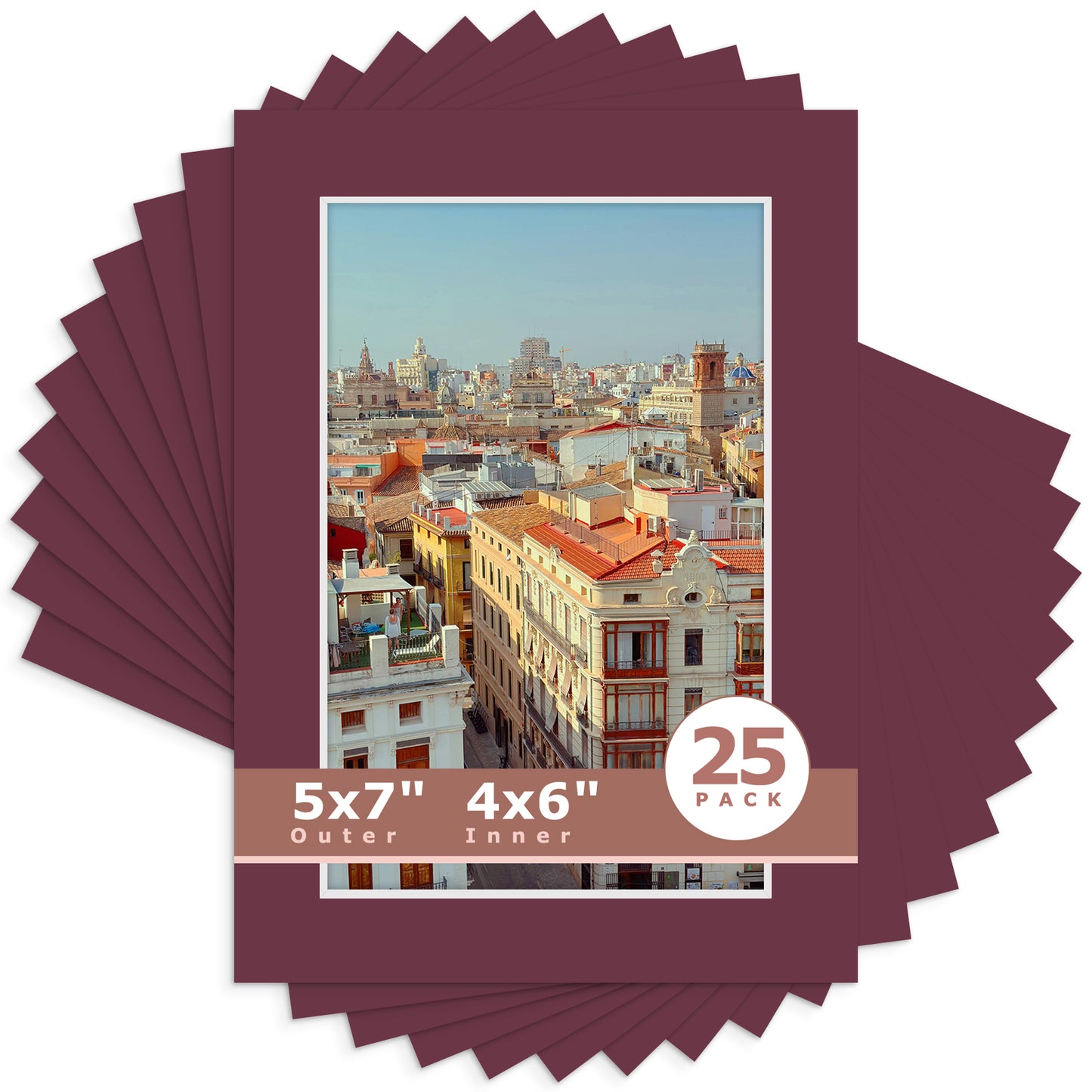 5x7 Economy Pre-Cut Mat For 4x6 Picture-Pack of 25 N124 Maroon