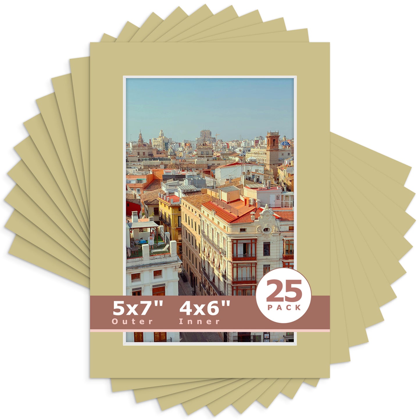 5x7 Economy Pre-Cut Mat For 4x6 Picture-Pack of 25 N126 Mexican Stone