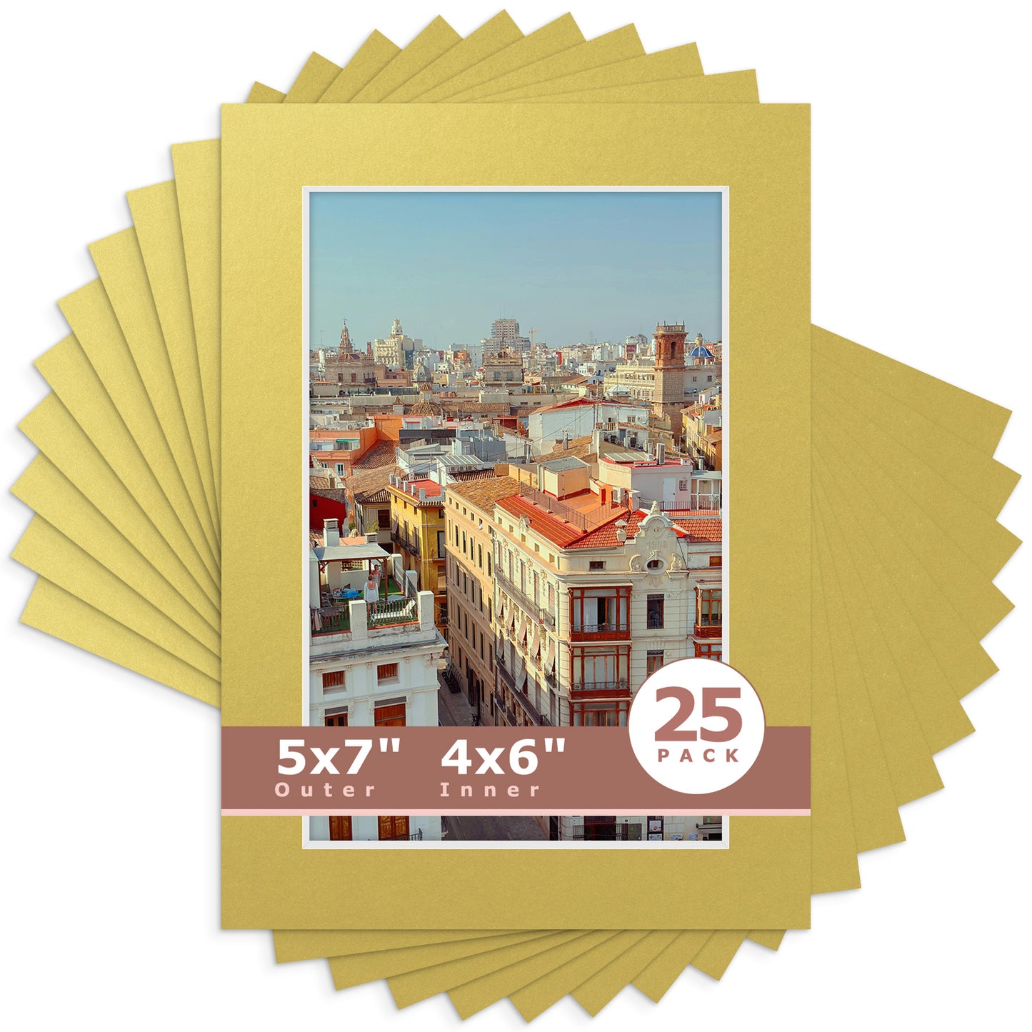 5x7 Economy Pre-Cut Mat For 4x6 Picture-Pack of 25 N143 Old Gold