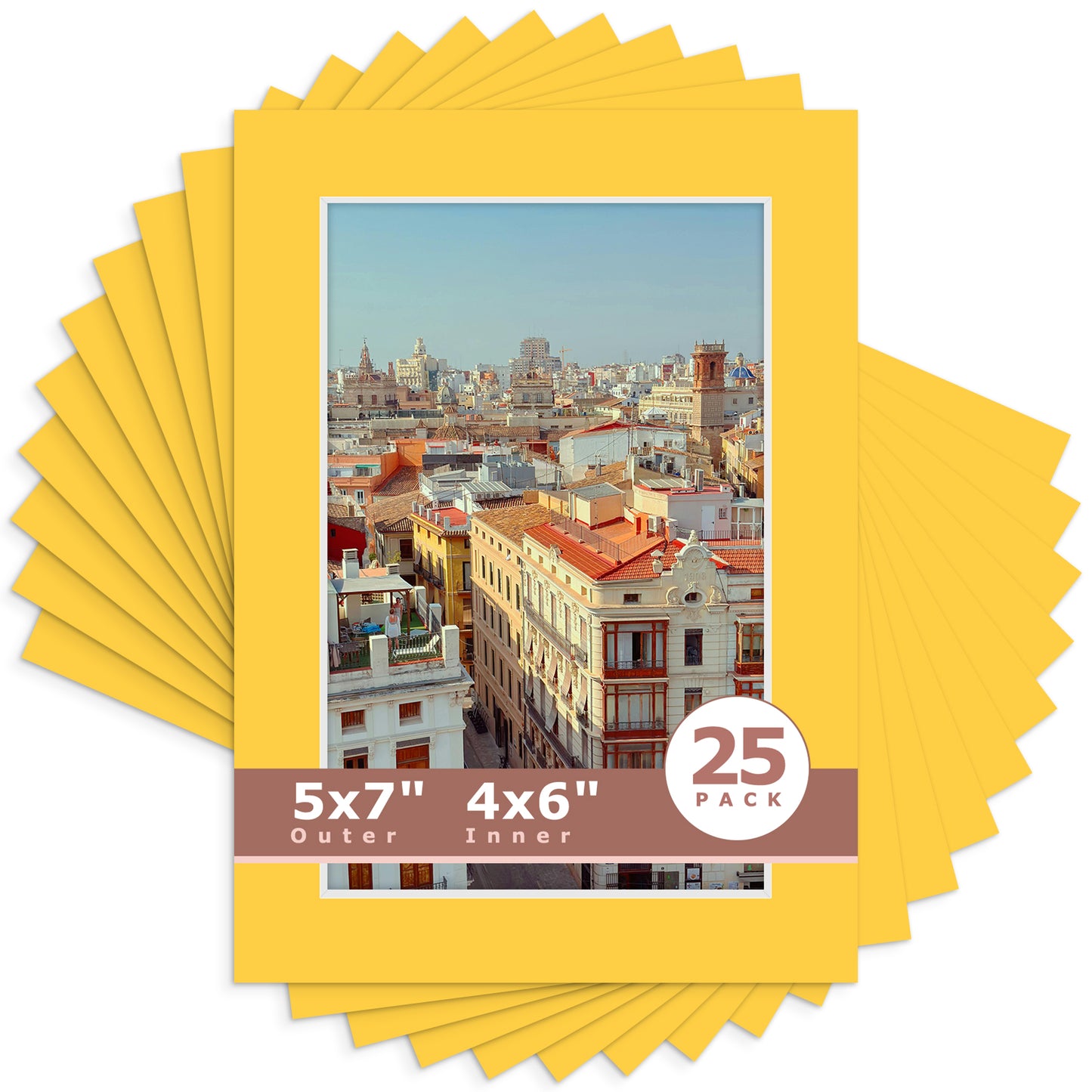 5x7 Economy Pre-Cut Mat For 4x6 Picture-Pack of 25 N212 Deep Yellow