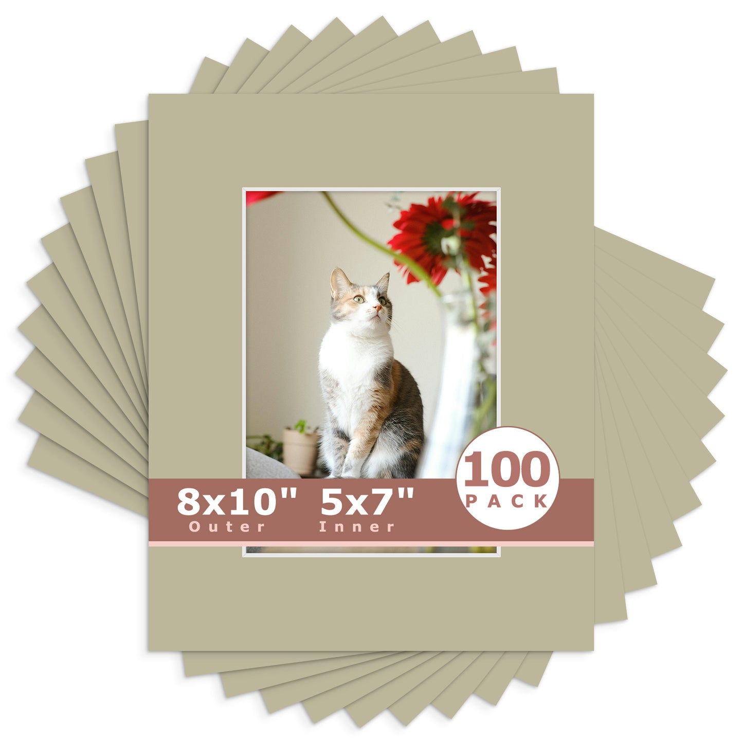 8x10 Economy Pre-Cut Mat Board-Pack of 100 5x7 (4.5x6.5 exact opening) N154 Middle Gray