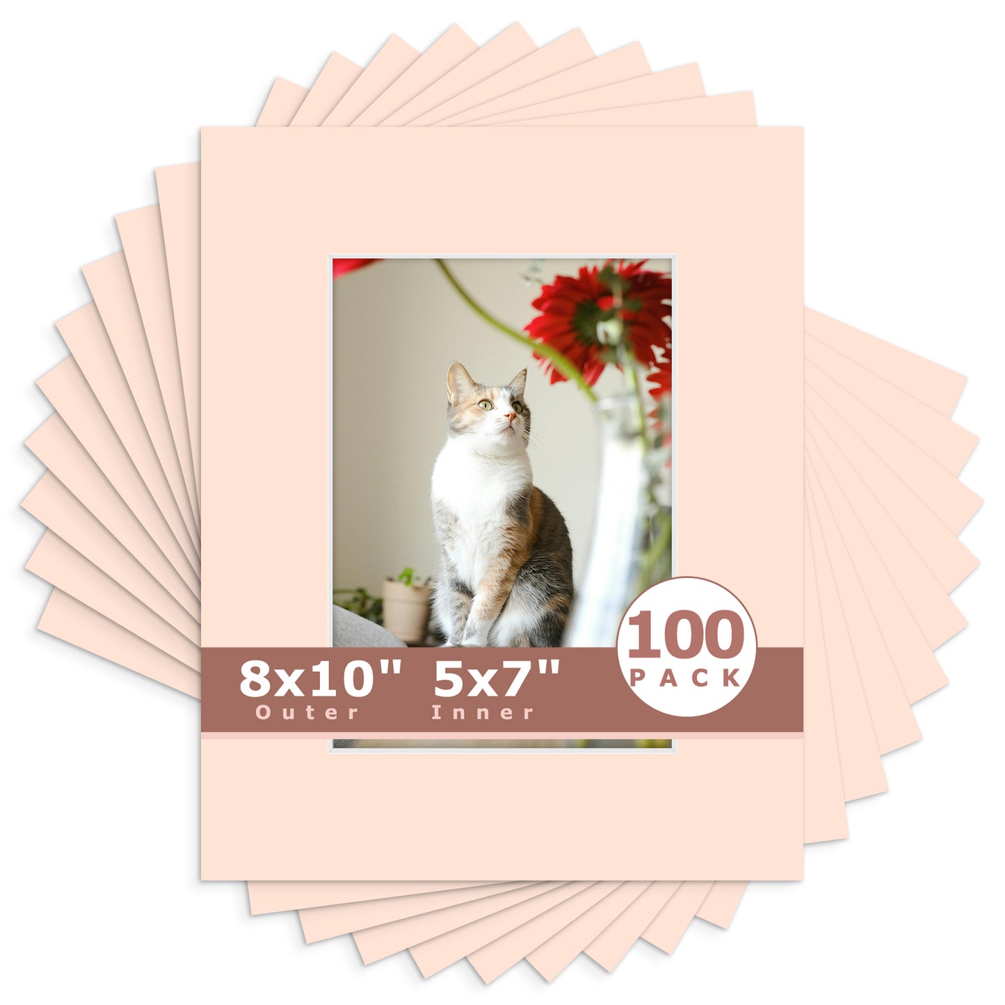 8x10 Economy Pre-Cut Mat Board-Pack of 100 5x7 (4.5x6.5 exact opening) N229 Pink