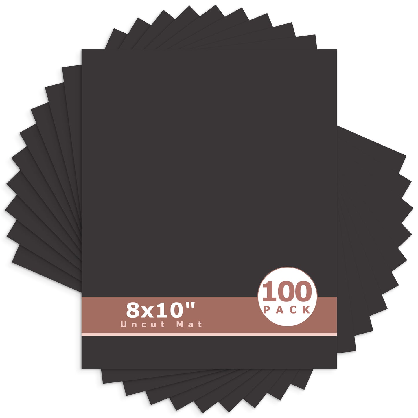 8x10 Uncut Mat Boards - Pack of 100 Black