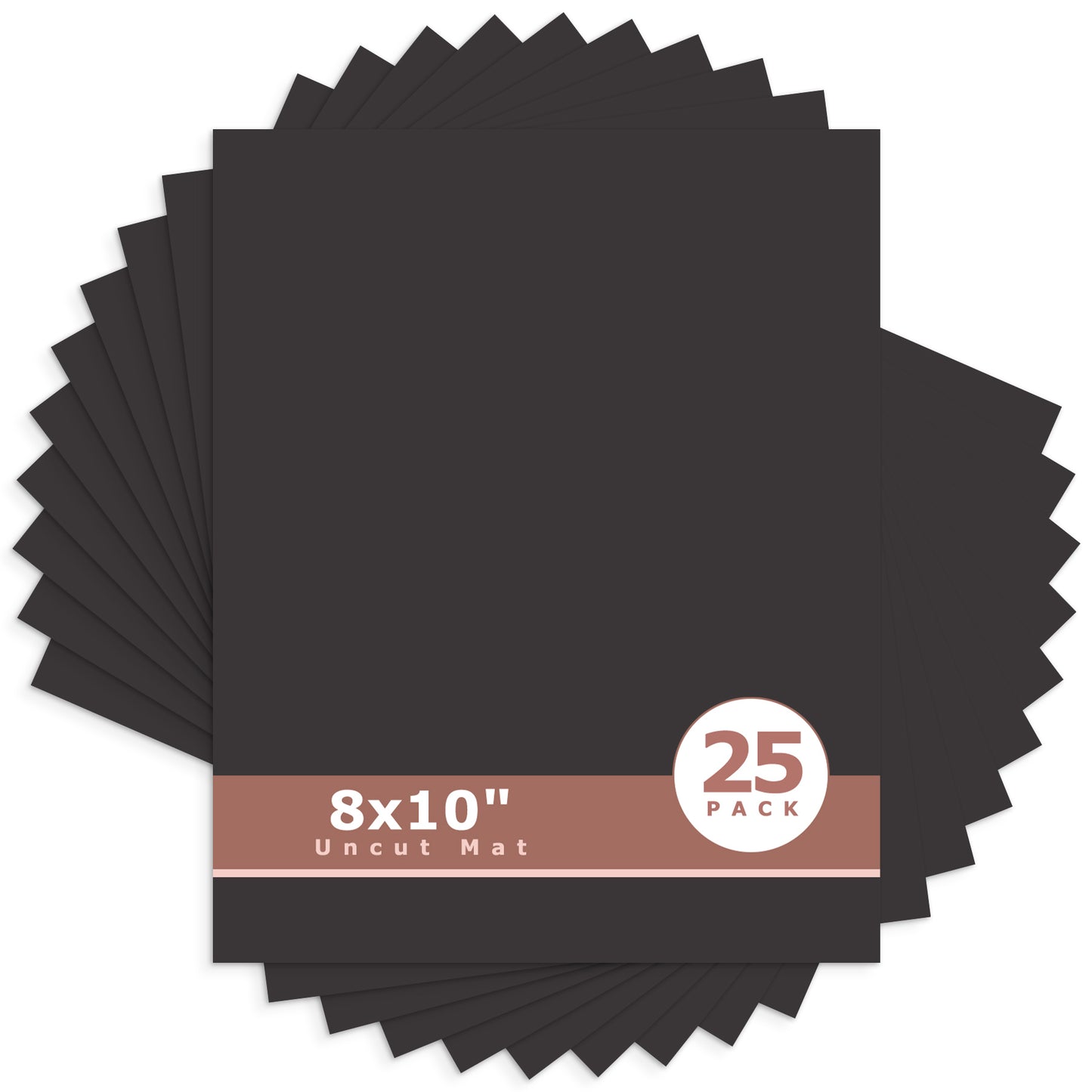 8x10 Uncut Mat Boards - Pack of 25 Black