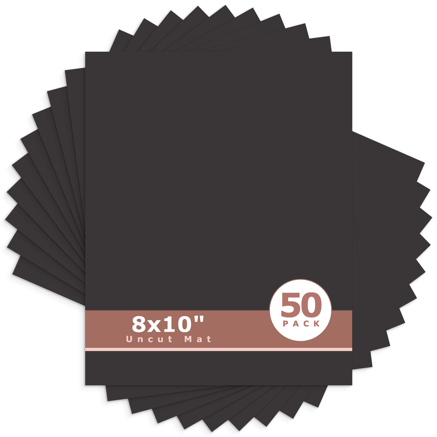 8x10 Uncut Mat Boards - Pack of 50 Black