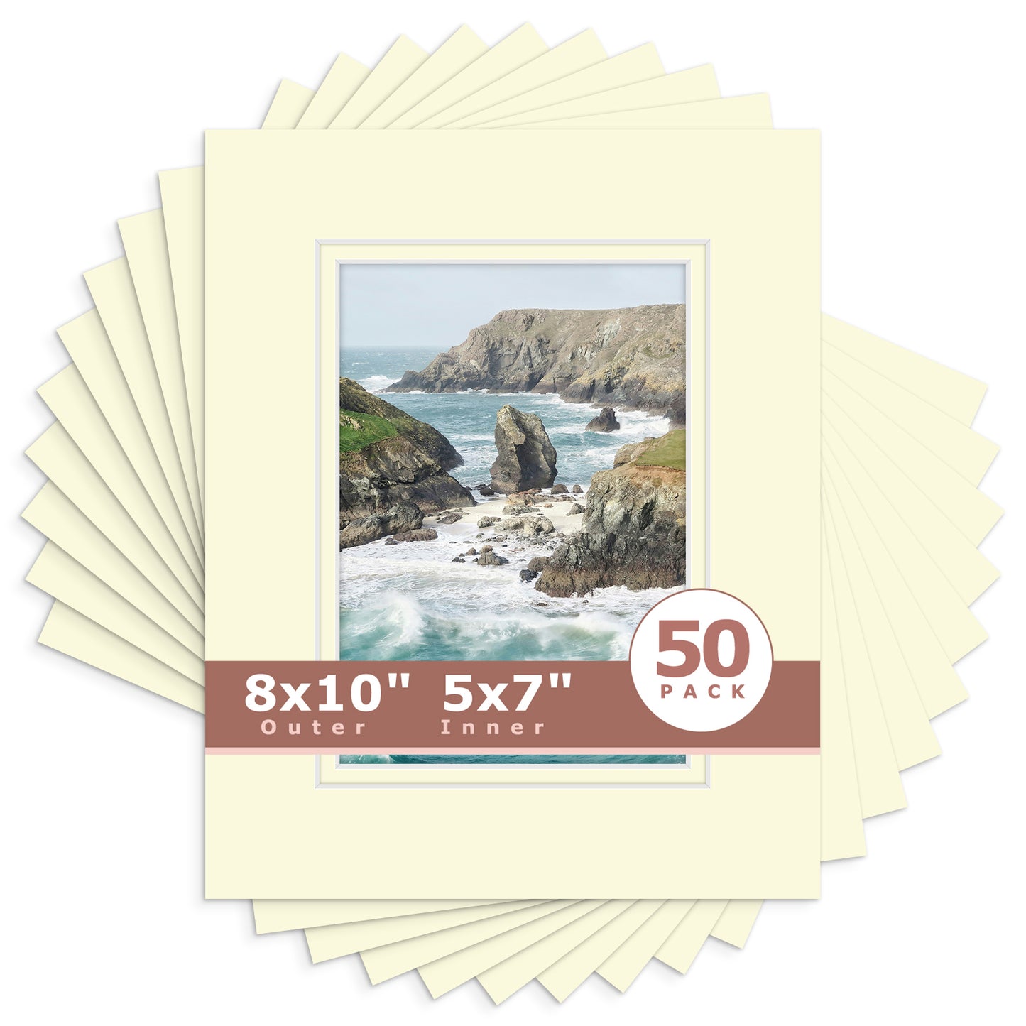 8x10 Double Mat For 5x7 Photos - Pack of 50 Ivory Ivory