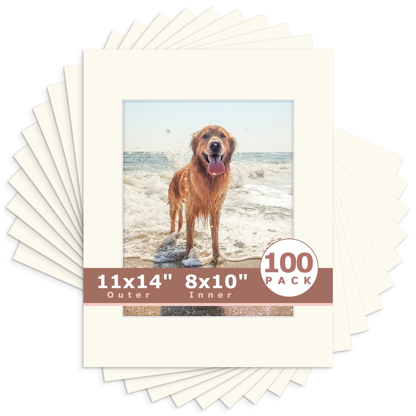 11x14 Whitecore Pre-Cut Mat Board - Pack of 100 8x10 (7.5x9.5 exact opening) N104 Ivory Turret