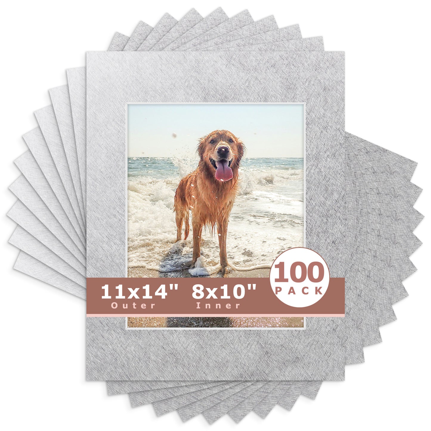 11x14 Whitecore Pre-Cut Mat Board - Pack of 100 8x10 (7.5x9.5 exact opening) N137 Silver