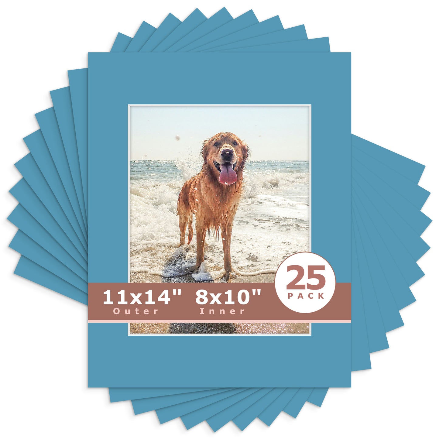 11x14 Whitecore Pre-Cut Mat Board - Pack of 25 8x10 (7.5x9.5 exact opening) N138 Dynamic Blue