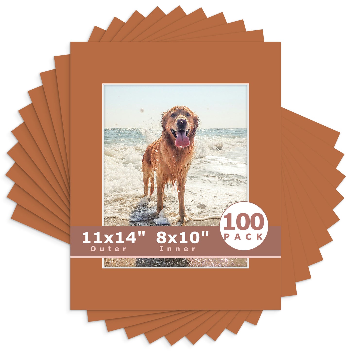 11x14 Whitecore Pre-Cut Mat Board - Pack of 100 8x10 (7.5x9.5 exact opening) N145 Earth