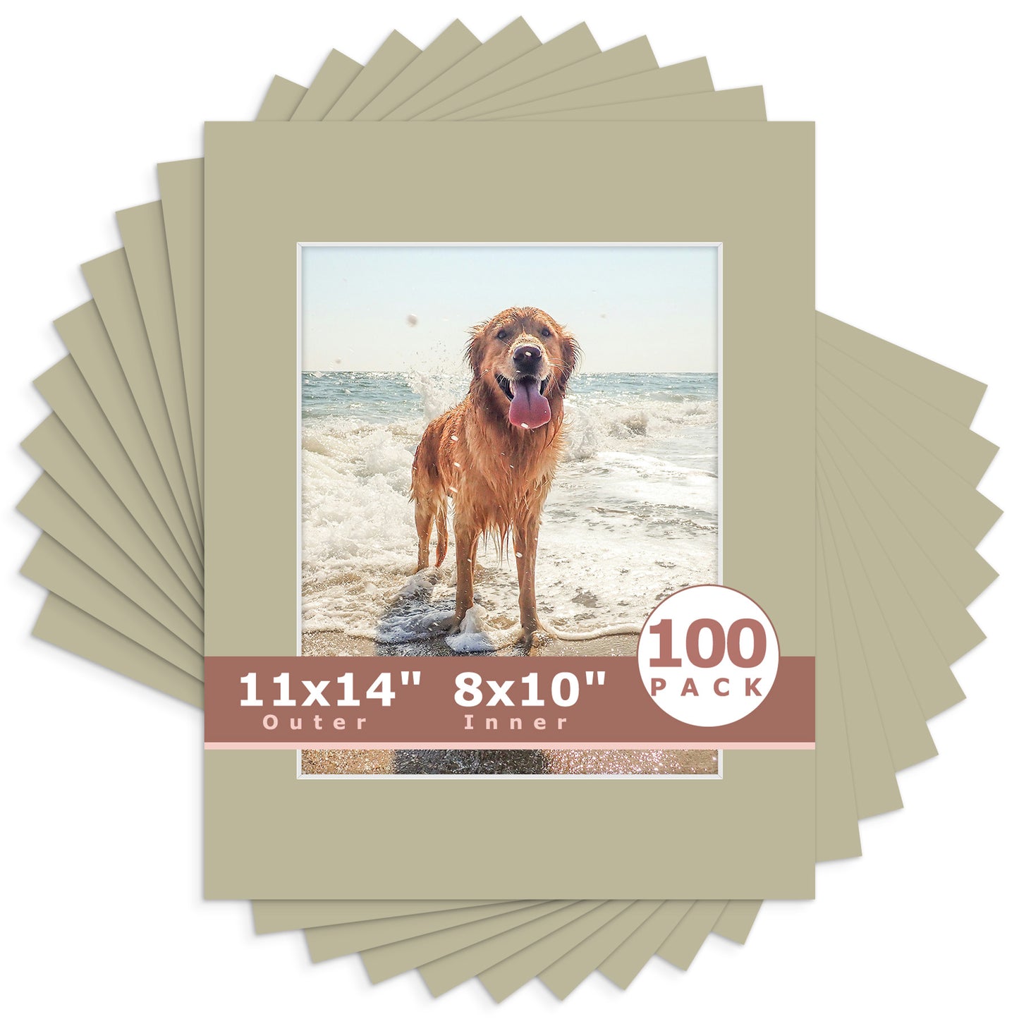 11x14 Whitecore Pre-Cut Mat Board - Pack of 100 8x10 (7.5x9.5 exact opening) N154 Middle Gray