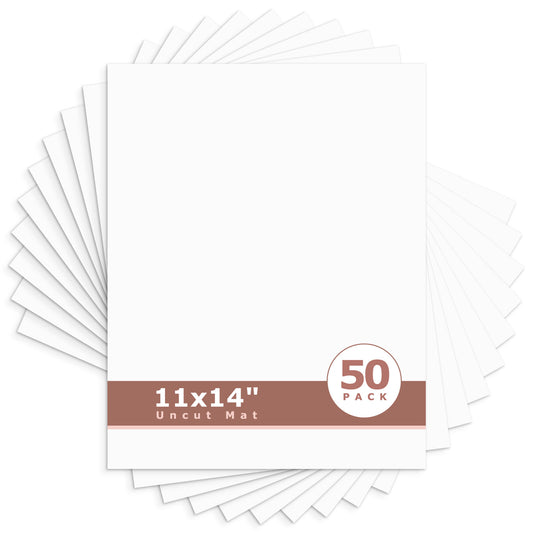 11x14 Uncut Mat Boards - Pack of 50 White