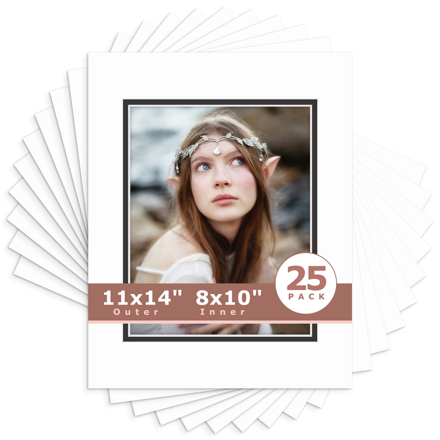 11x14 Double Mat For 8x10 Photos - Pack of 25 White Black