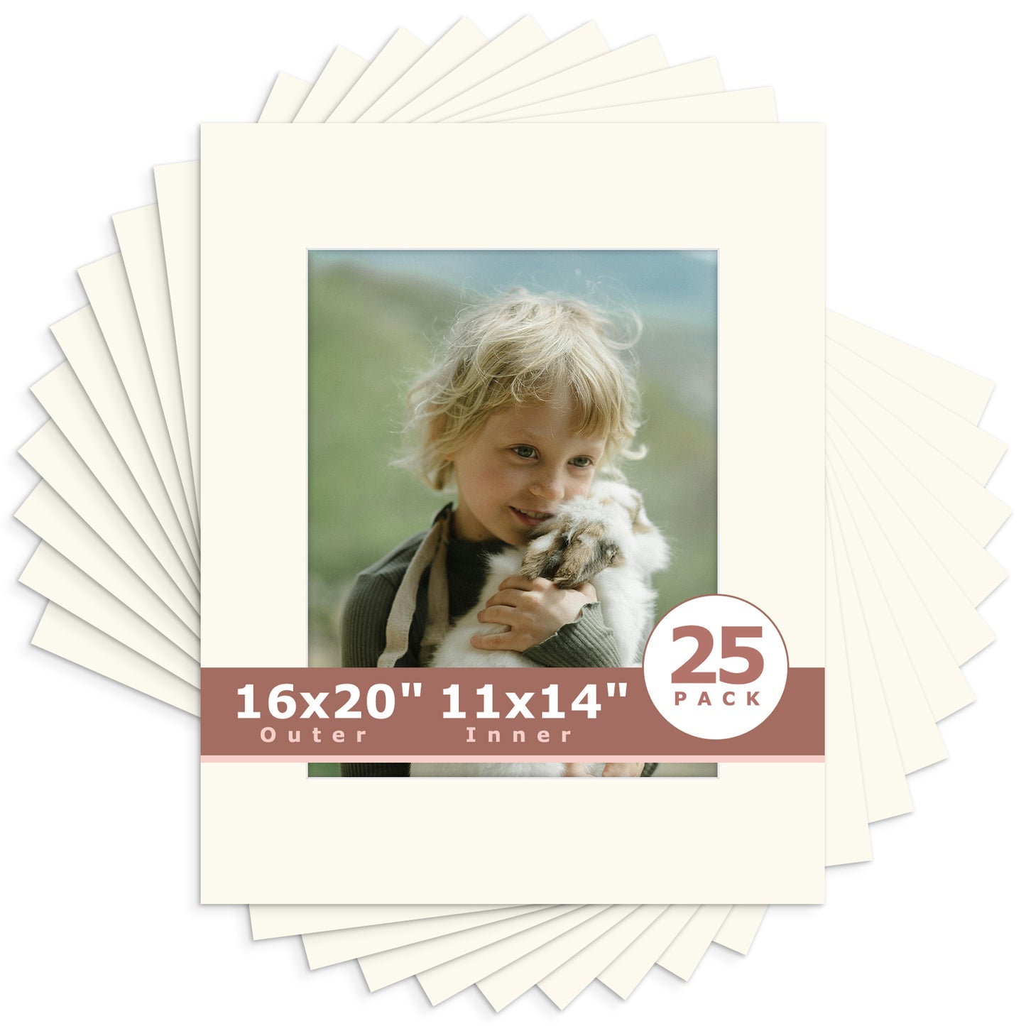 16x20 Whitecore Economy Pre-Cut Mat-Pack of 25 11x14 (exact opening 10.5x13.5) N104 Ivory Turret