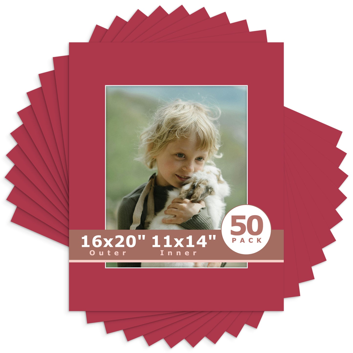 16x20 Whitecore Economy Pre-Cut Mat-Pack of 50 11x14 (exact opening 10.5x13.5) N117 China Red