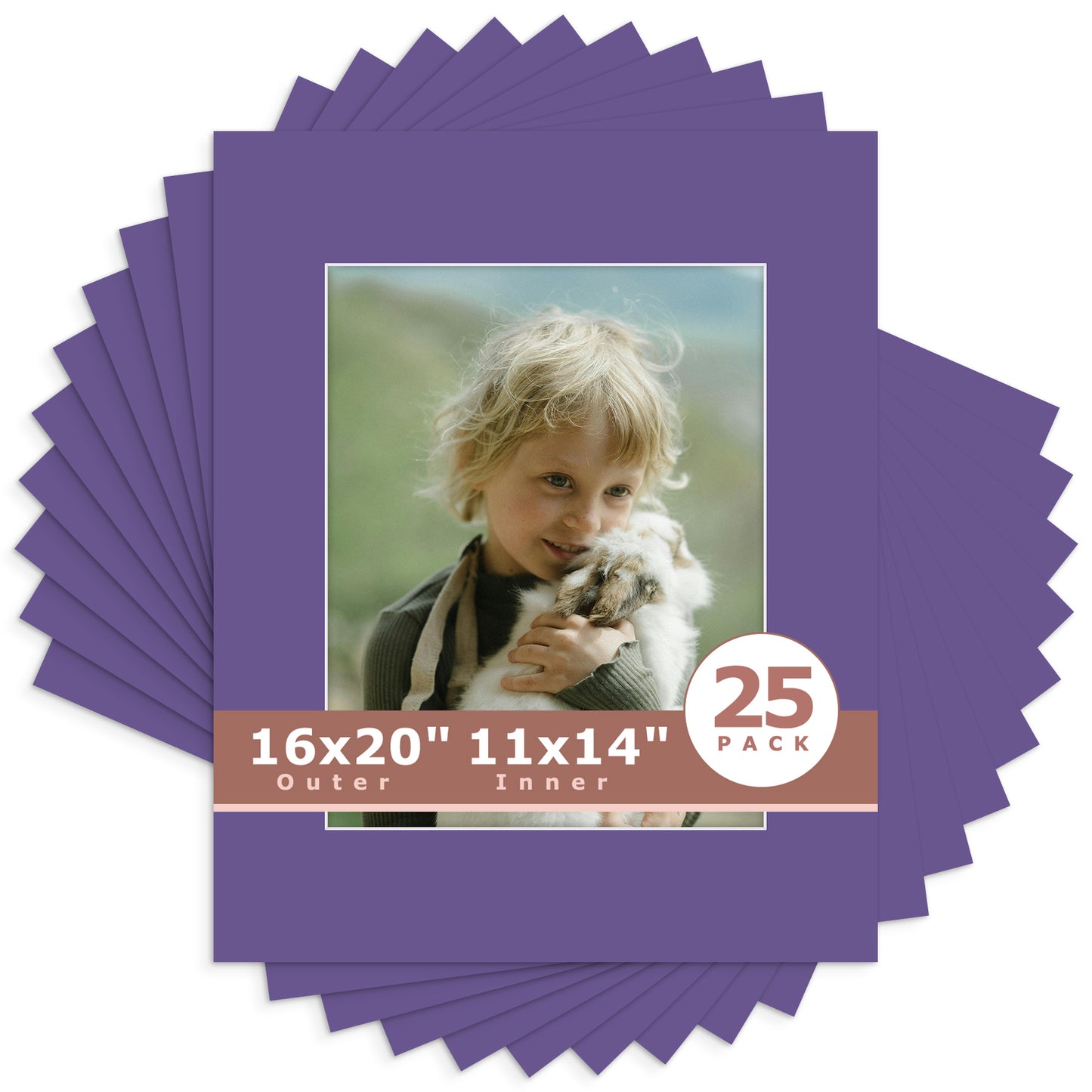 16x20 Whitecore Economy Pre-Cut Mat-Pack of 25 11x14 (exact opening 10.5x13.5) N122 African Violet