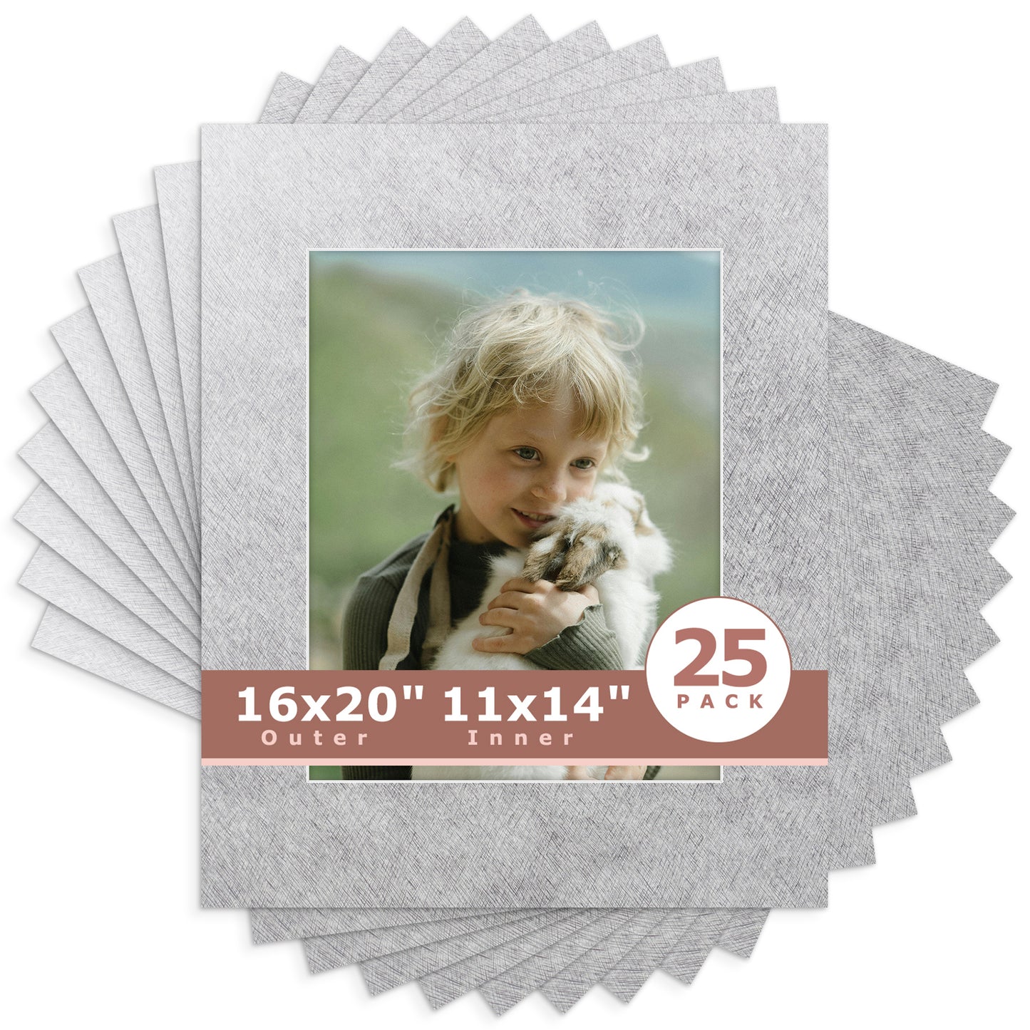16x20 Whitecore Economy Pre-Cut Mat-Pack of 25 11x14 (exact opening 10.5x13.5) N137 Silver