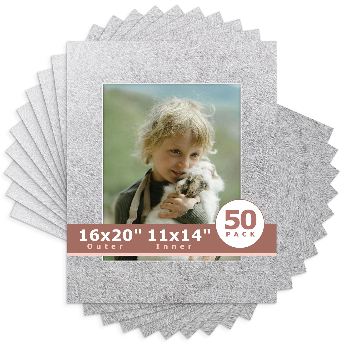 16x20 Whitecore Economy Pre-Cut Mat-Pack of 50 11x14 (exact opening 10.5x13.5) N137 Silver