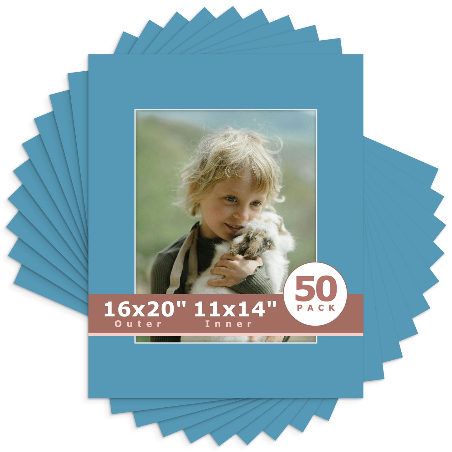 16x20 Whitecore Economy Pre-Cut Mat-Pack of 50 11x14 (exact opening 10.5x13.5) N138 Dynamic Blue