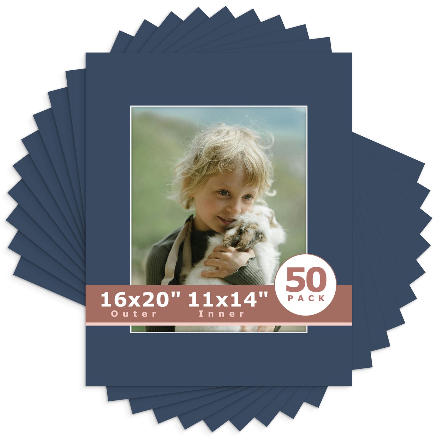 16x20 Whitecore Economy Pre-Cut Mat-Pack of 50 11x14 (exact opening 10.5x13.5) N141 Dignity Blue