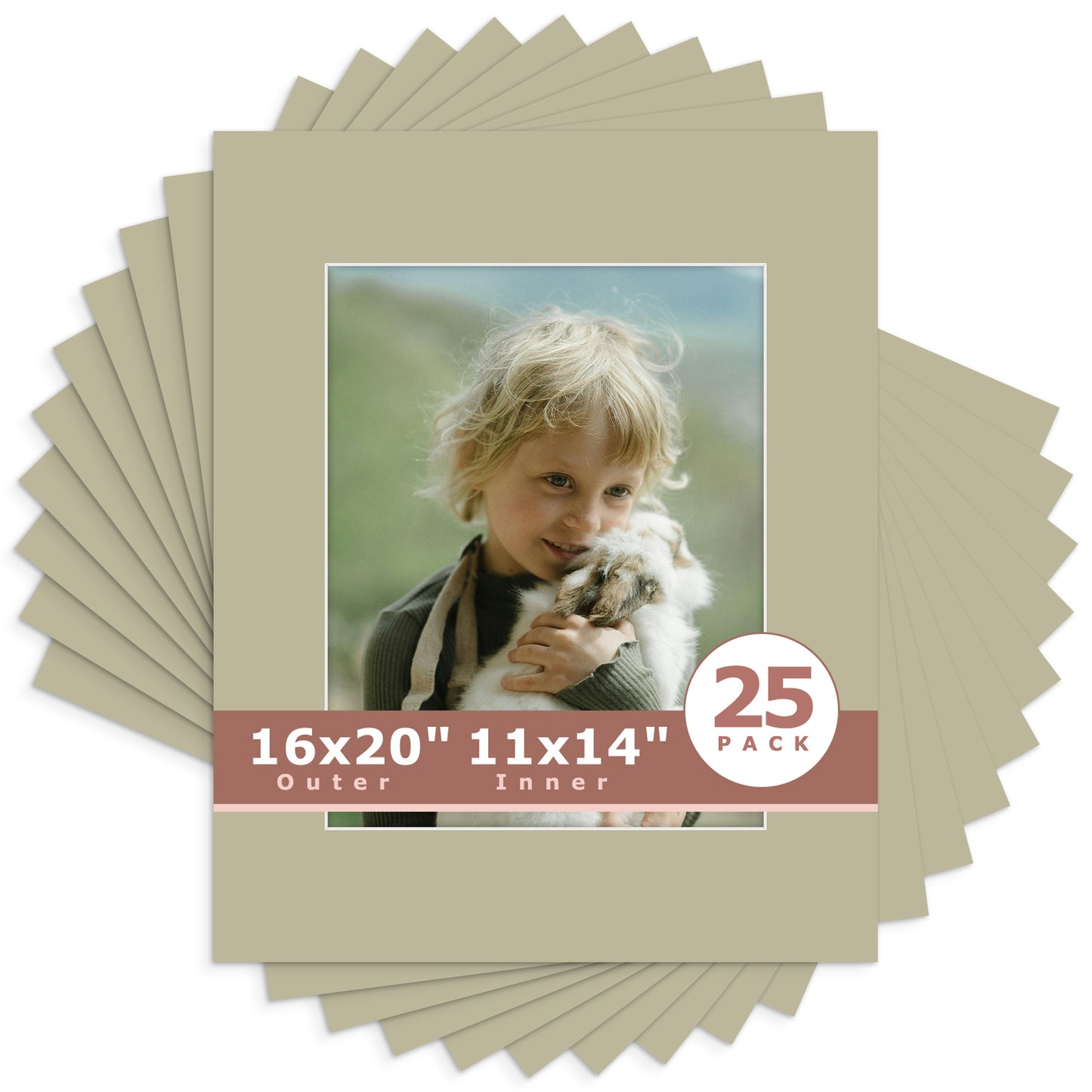 16x20 Whitecore Economy Pre-Cut Mat-Pack of 25 11x14 (exact opening 10.5x13.5) N154 Middle Gray