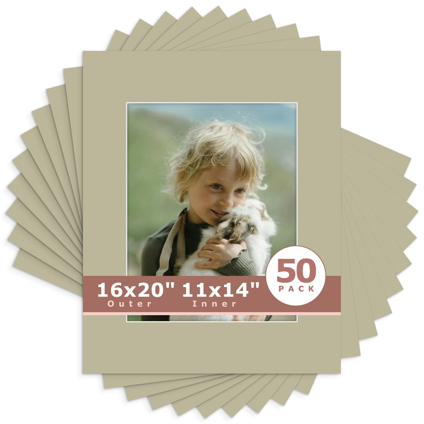16x20 Whitecore Economy Pre-Cut Mat-Pack of 50 11x14 (exact opening 10.5x13.5) N154 Middle Gray