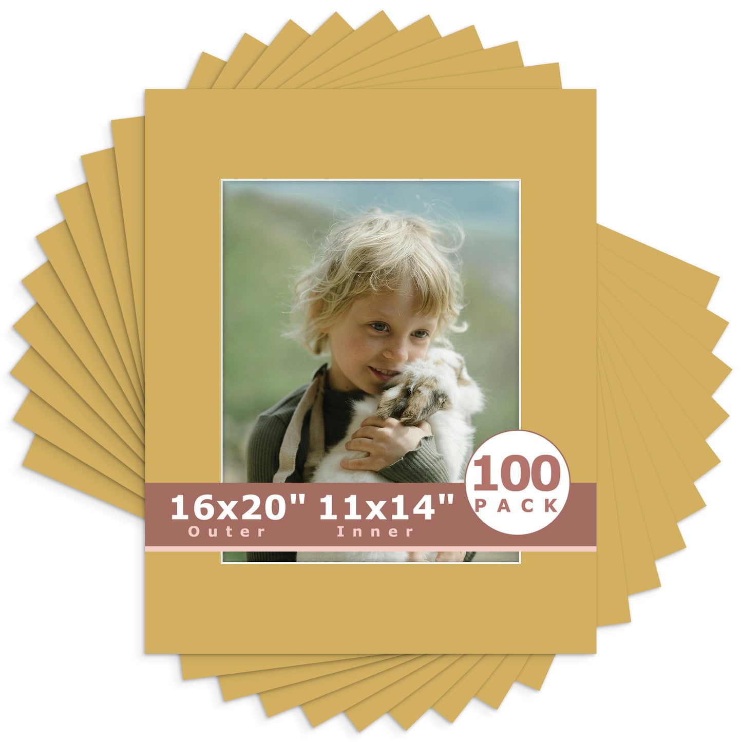 16x20 Whitecore Economy Pre-Cut Mat-Pack of 100 11x14 (exact opening 10.5x13.5) N159 Smokey Tan