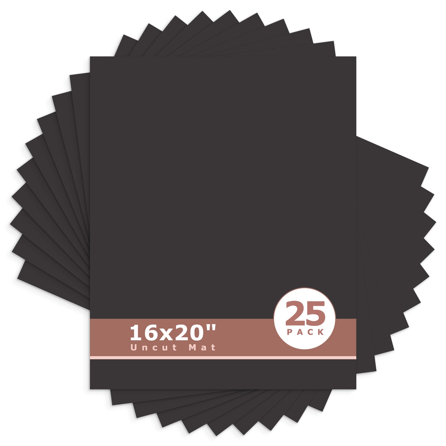 16x20 Uncut Mat Boards - Pack of 25 Black