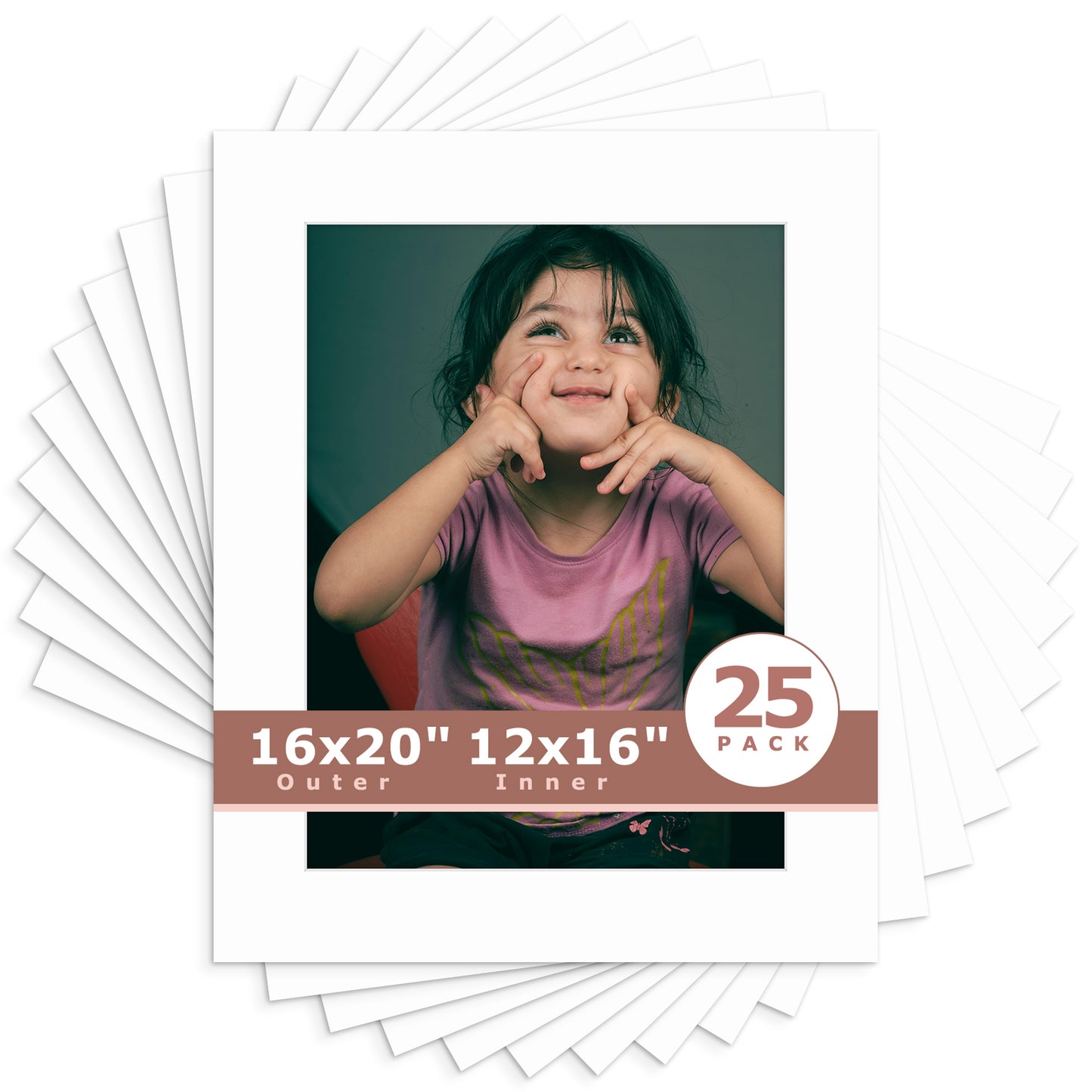 16x20 Whitecore Economy Pre-Cut Mat-Pack of 25 12x16 (exact opening 11.5x15.5) N501 White