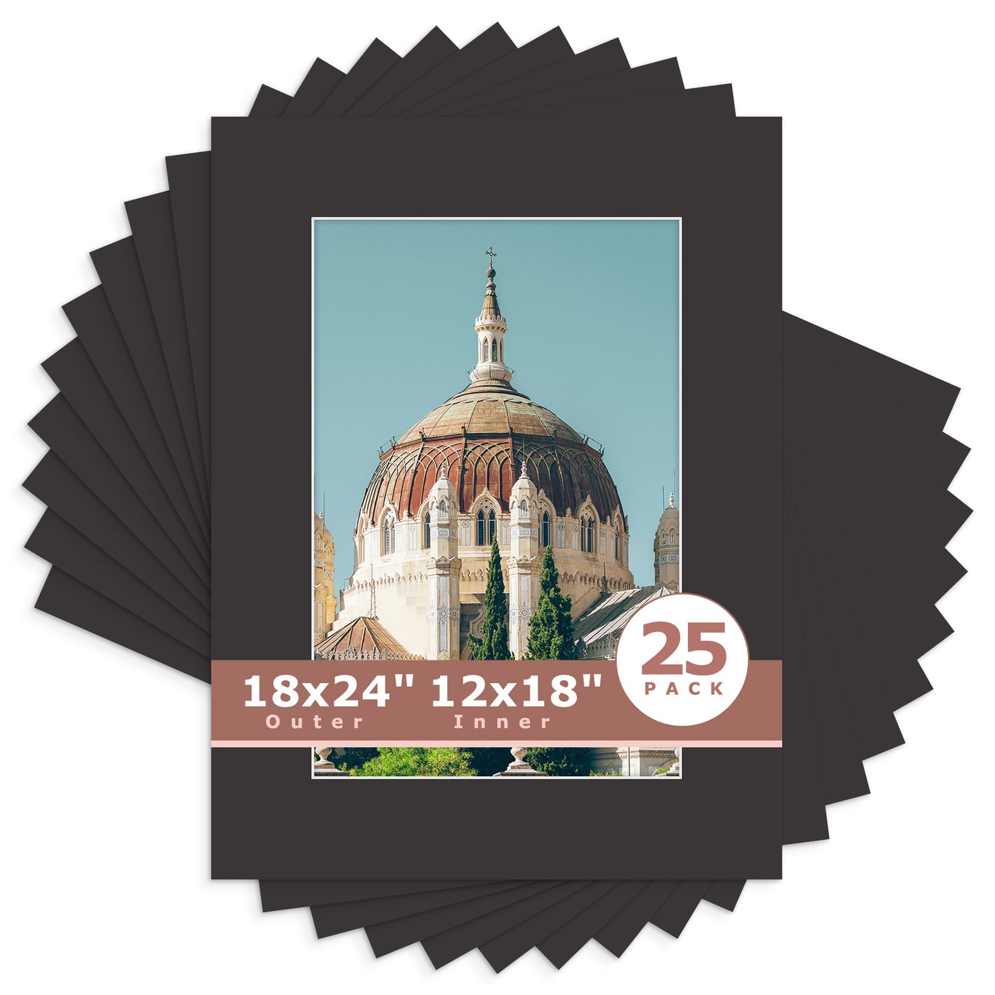 18x24 Economy Pre-Cut Mat Board-Pack of 25 12x18 (11.5x17.5 exact opening) N142 Black